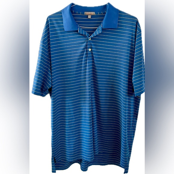 PETER MILLAR Summer Comfort Blue Green Stripe Performance Jersey Polo, Size XXL - Picture 1 of 8